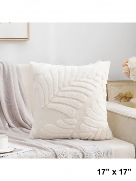 Leaf Pattern Soft Wool Fleece Feeling Cushion & Filler